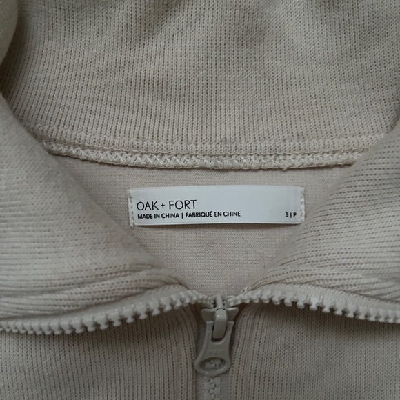 Oak + Fort Cream Zip-Up Collared Sweater - Picture 5 of 9